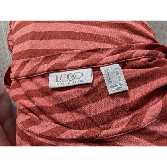 Logo Lori Goldstein Sleeveless Rust & Pink Striped Tank Top Flowy A-Line M - Picture 4 of 6